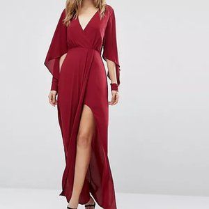 NWT BCBG Maxazria deep cranberry v neck dress long sleeves